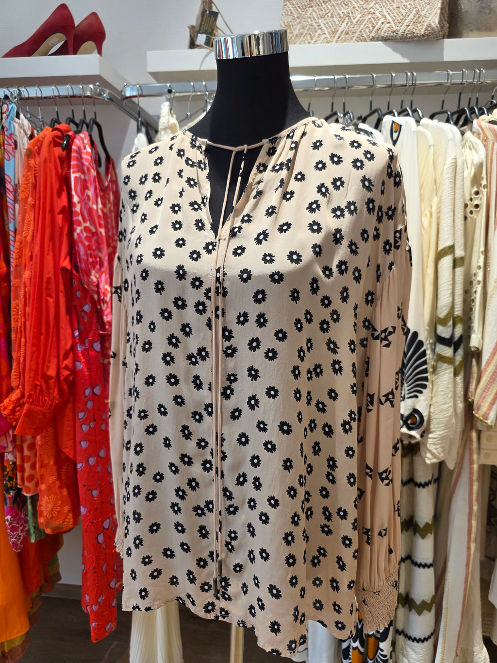 FROGBOX BLUSE  TUNIKA TAUPE/BEIGE VISKOSE GR.36