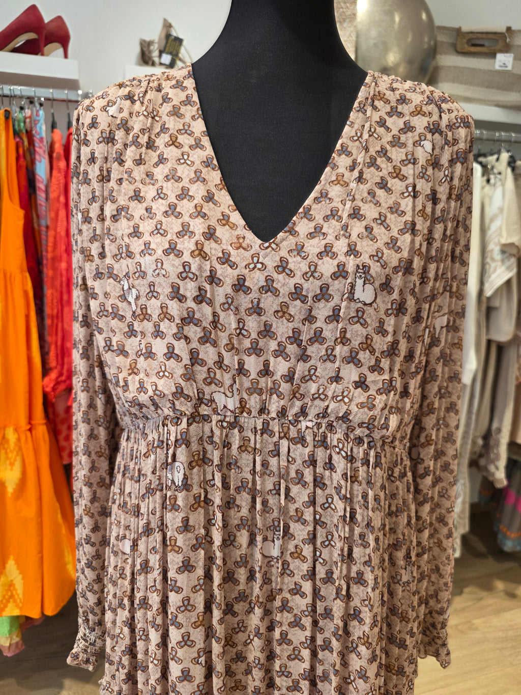 FROGBOX KLEID TAUPE VISKOSE GR.42