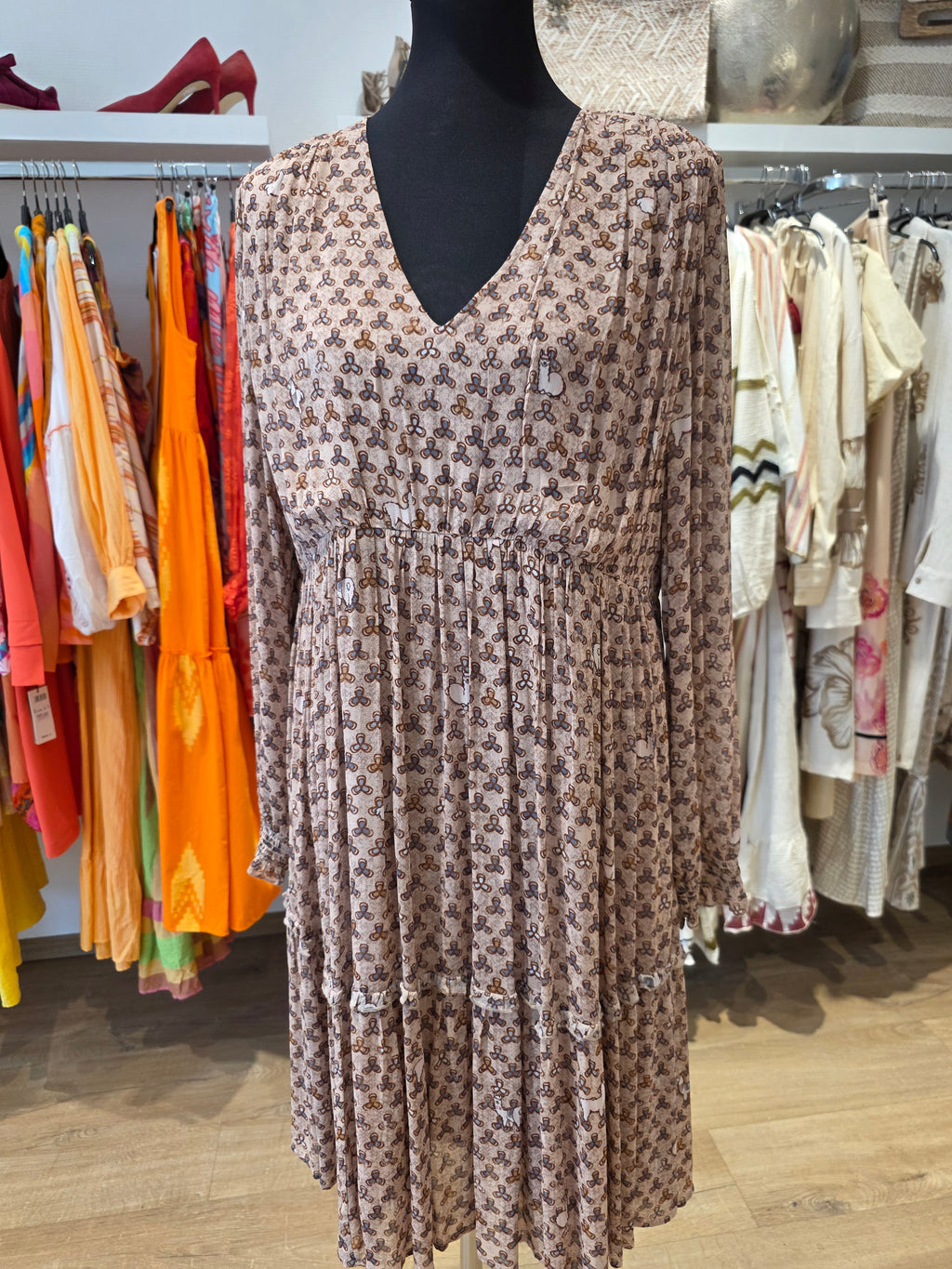 FROGBOX KLEID TAUPE VISKOSE GR.42