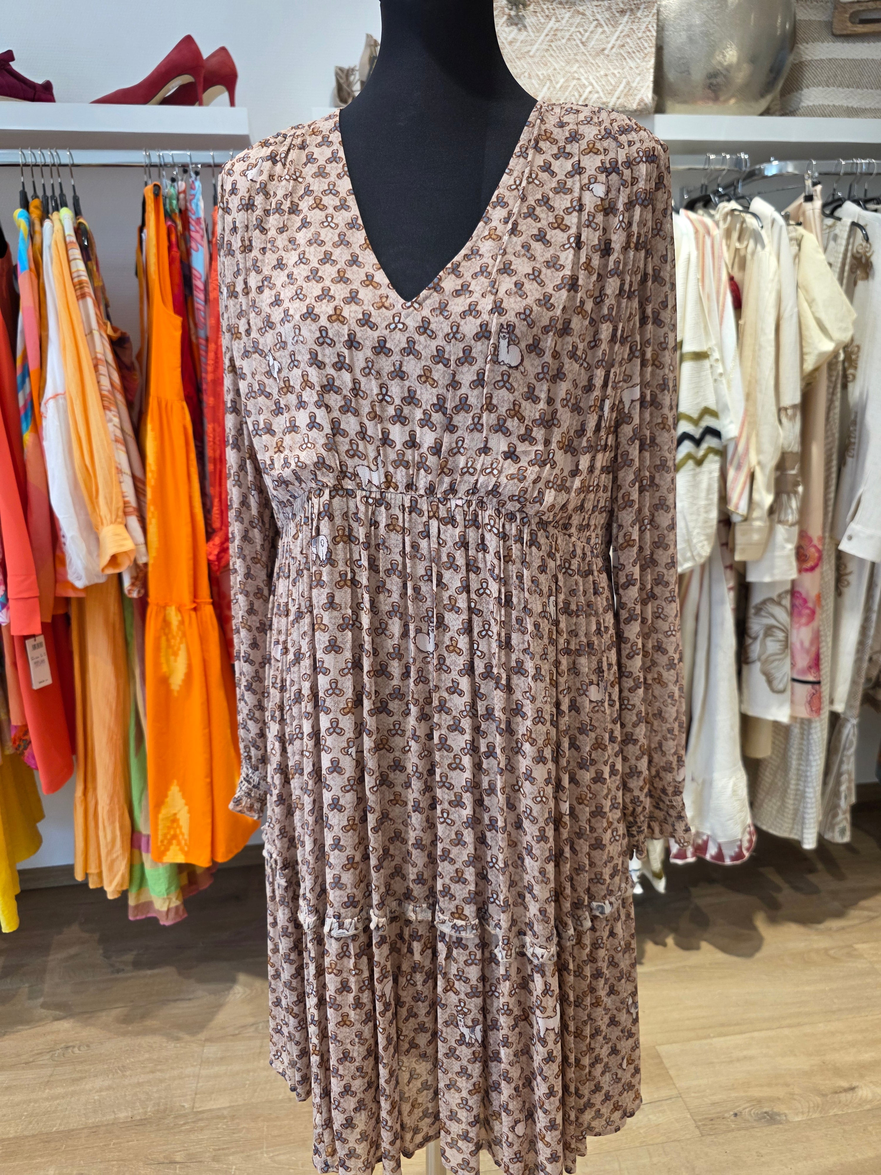 FROGBOX KLEID TAUPE VISKOSE GR.42