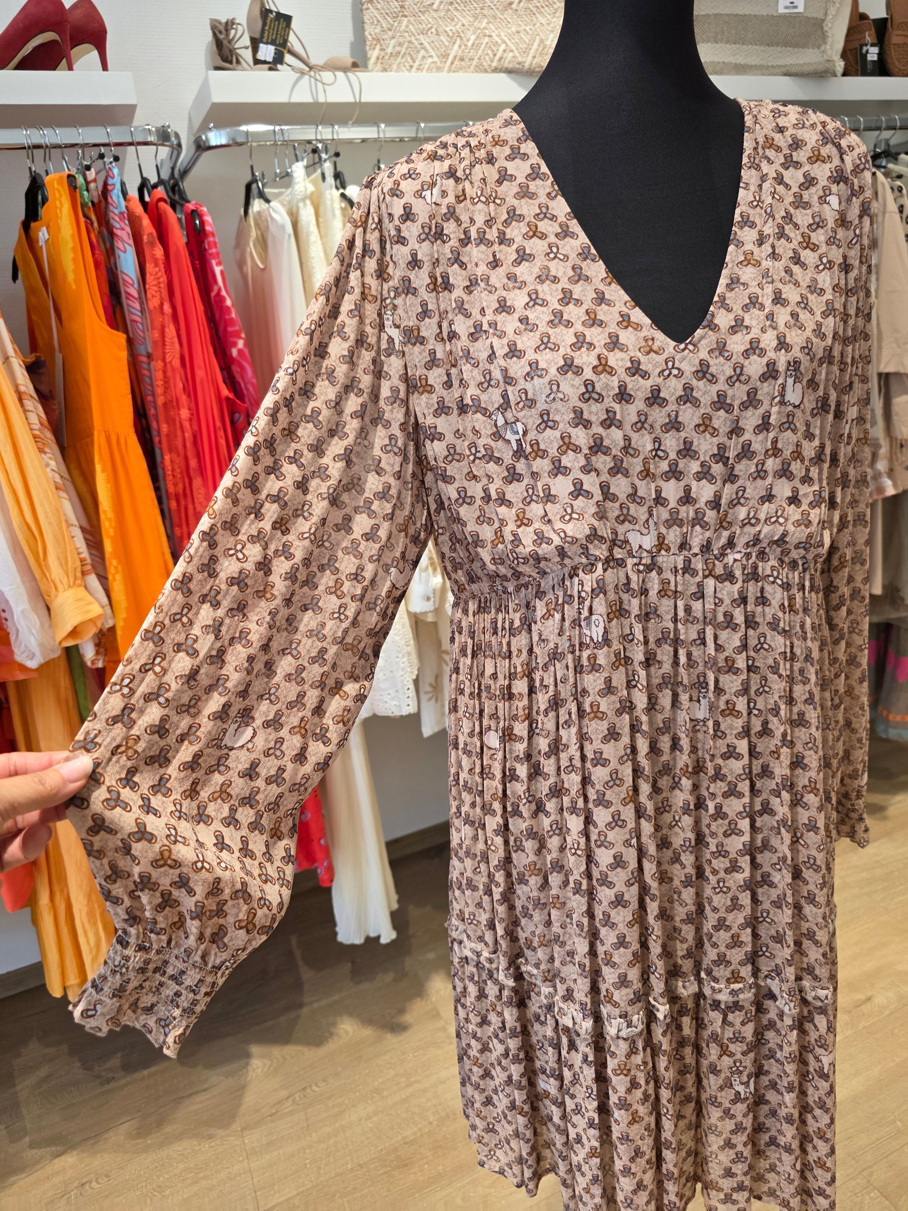 FROGBOX KLEID TAUPE VISKOSE GR.42
