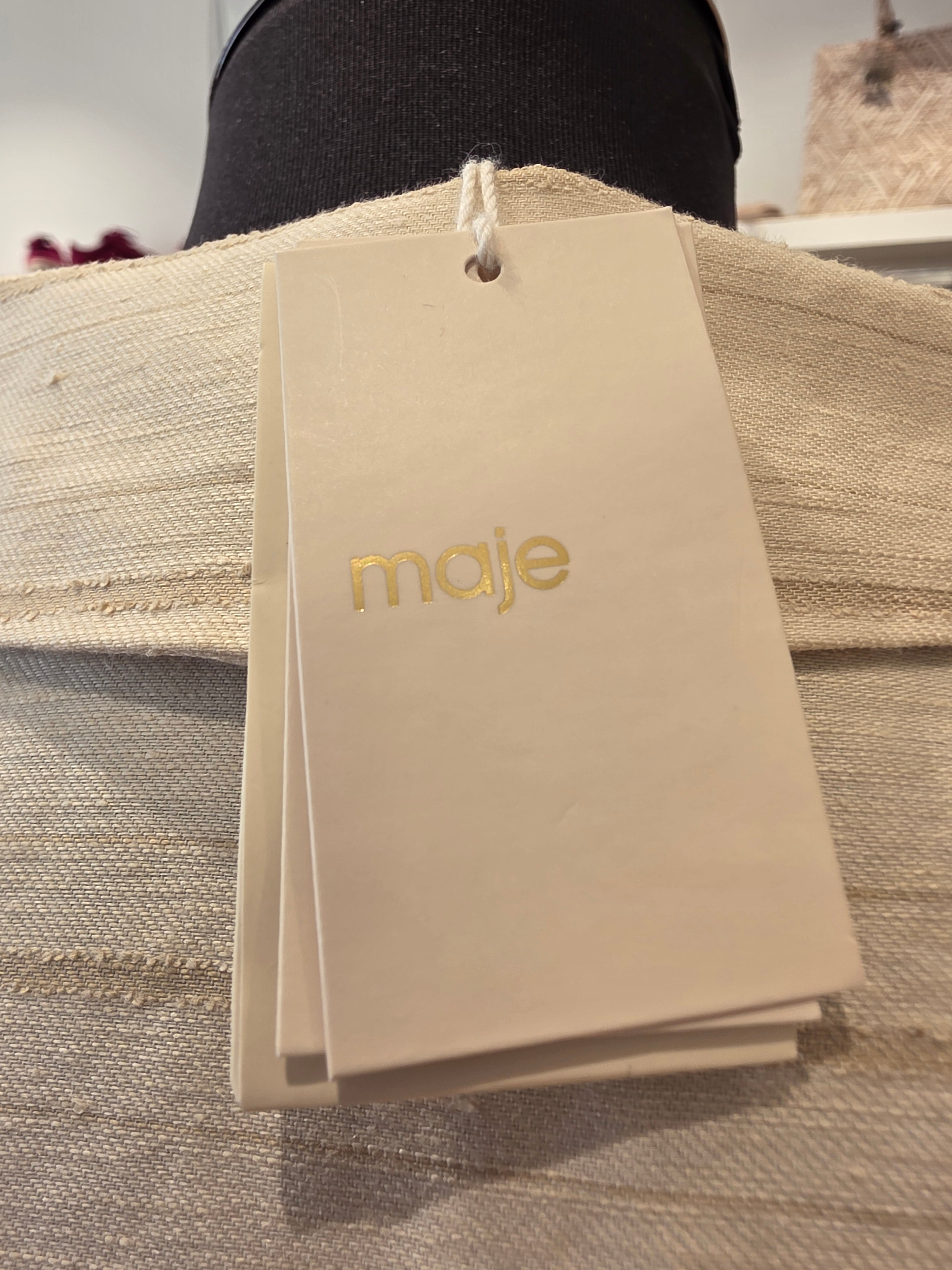 MAJE KLEID HEMDBLUSENKLEID BEIGE LEINEN/BAUMWOLLE GR.40