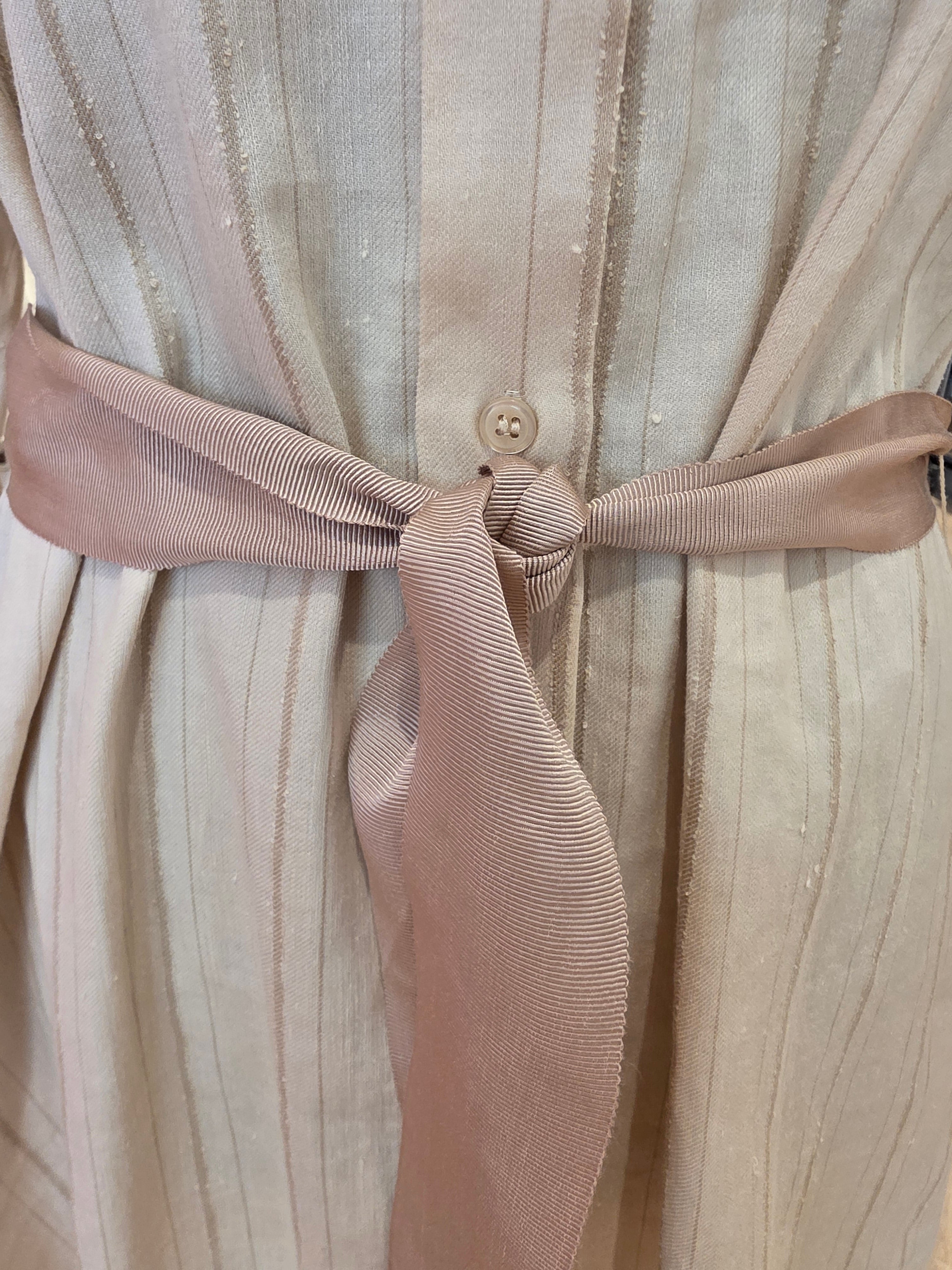 MAJE KLEID HEMDBLUSENKLEID BEIGE LEINEN/BAUMWOLLE GR.40
