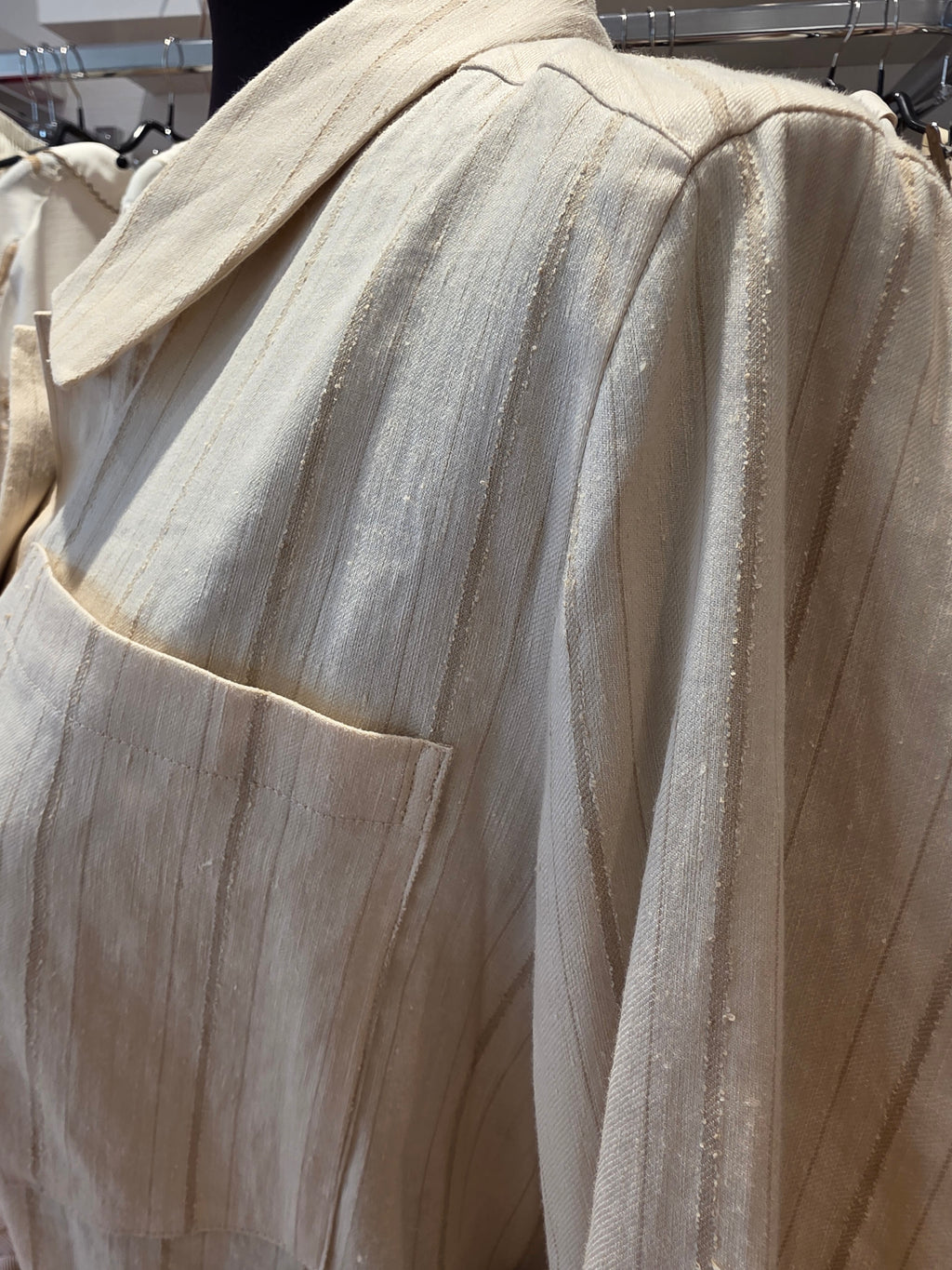 MAJE KLEID HEMDBLUSENKLEID BEIGE LEINEN/BAUMWOLLE GR.40