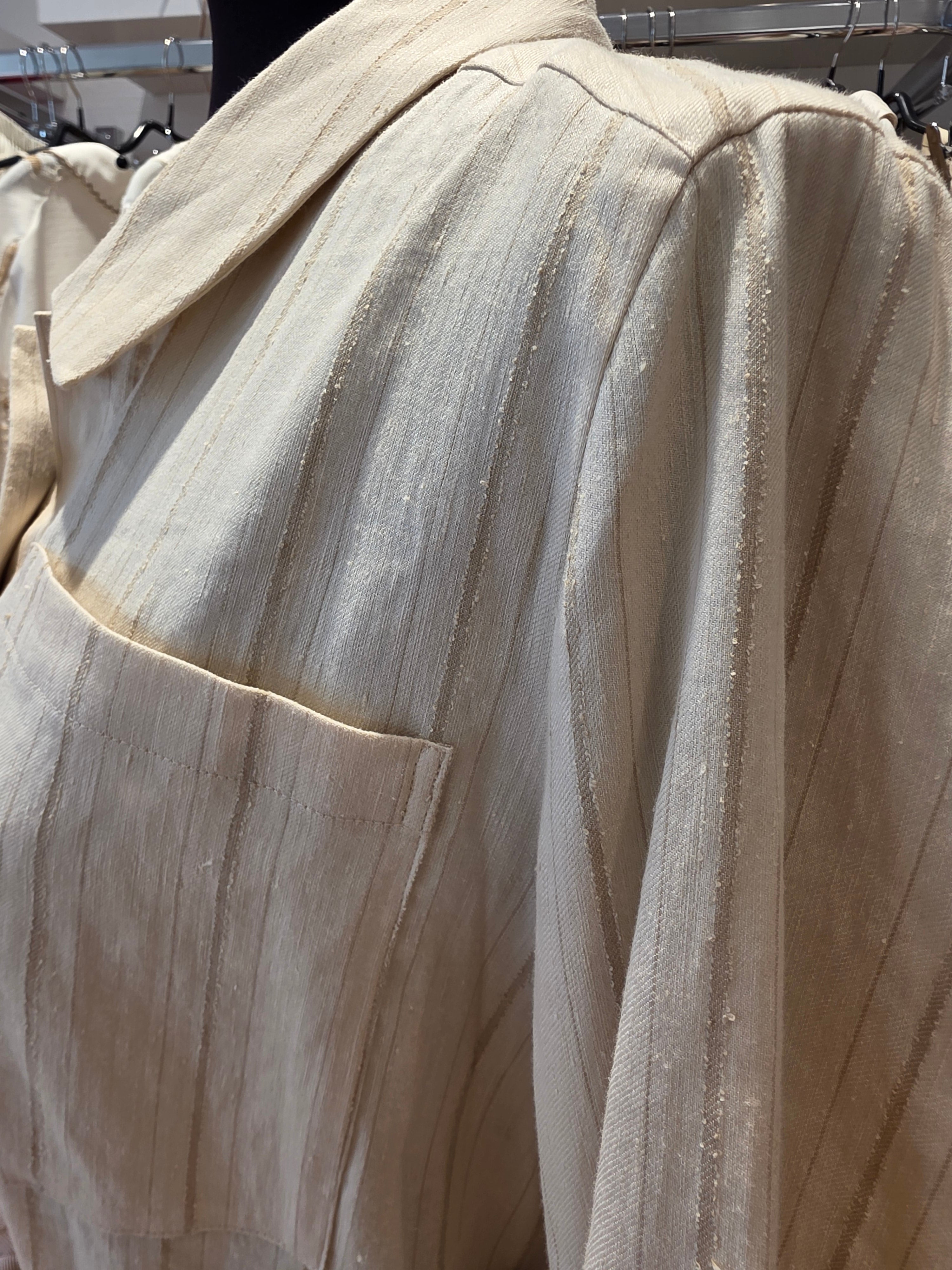 MAJE KLEID HEMDBLUSENKLEID BEIGE LEINEN/BAUMWOLLE GR.40
