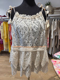 STEFANEL TOP TINIKA BLUSE CREAM BAUMWOLLE GR.42