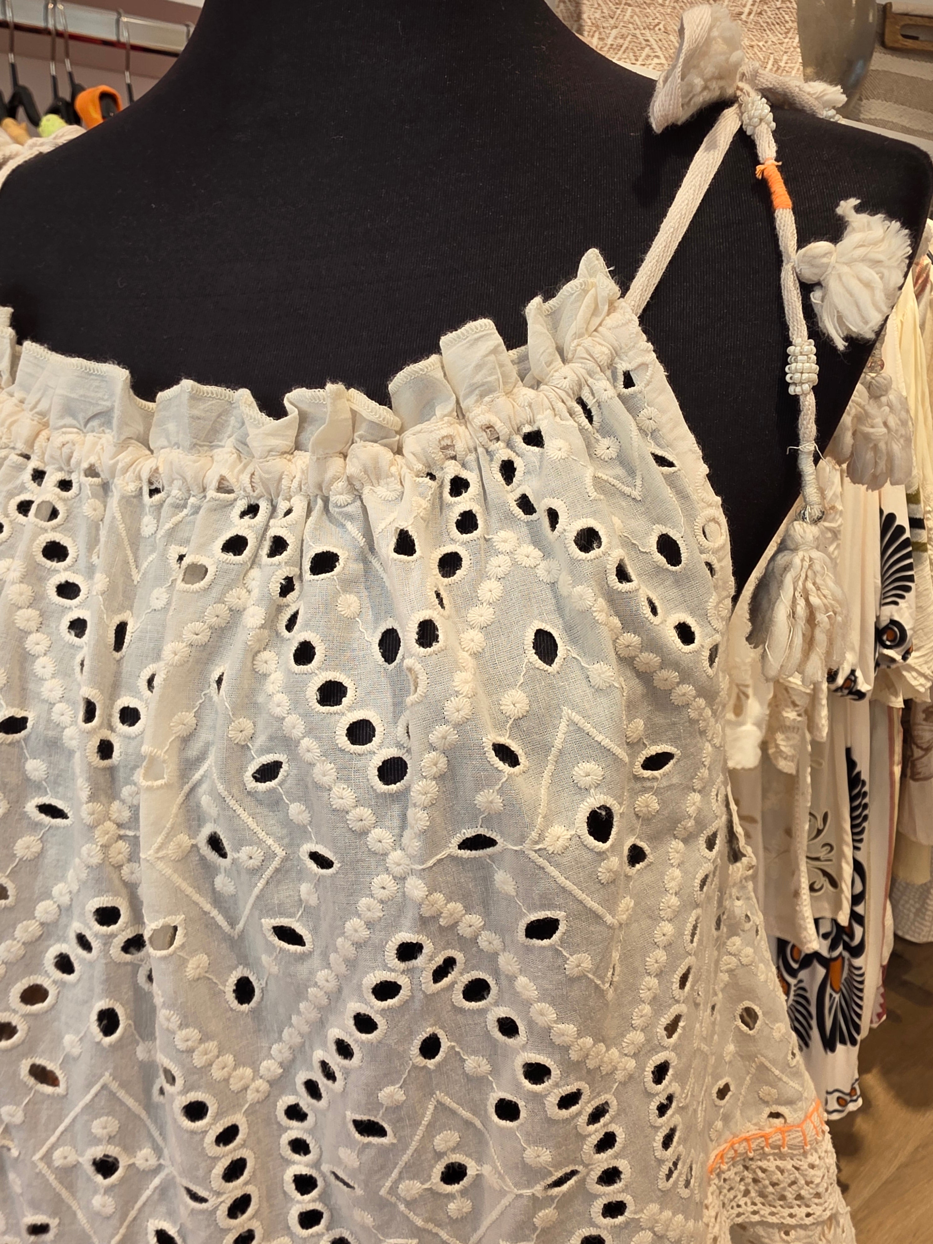 STEFANEL TOP TINIKA BLUSE CREAM BAUMWOLLE GR.42