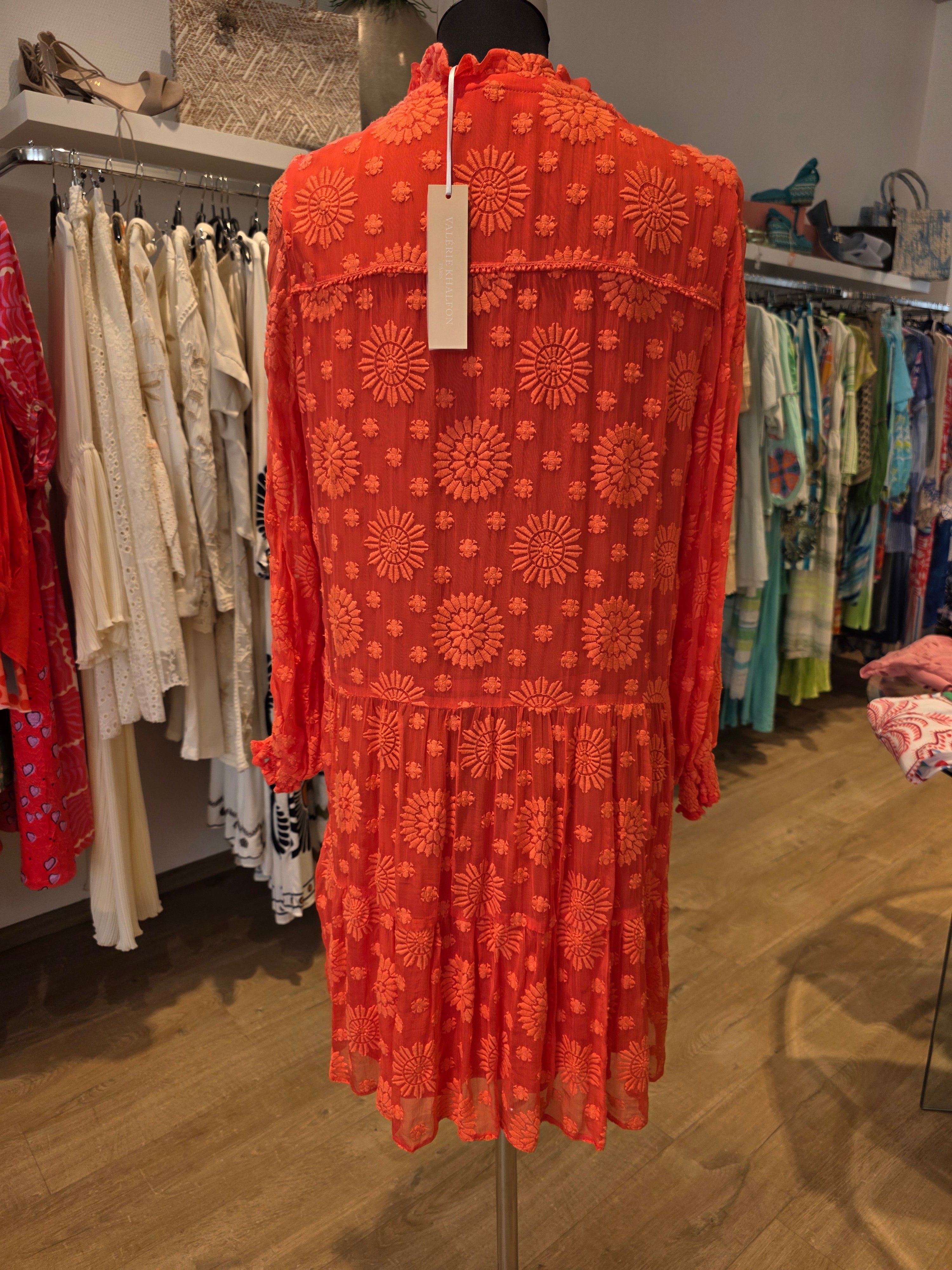 VALERIE KHALFON PARIS KLEID TUNIKAKLEID KORALLE VISKOSE GR.M