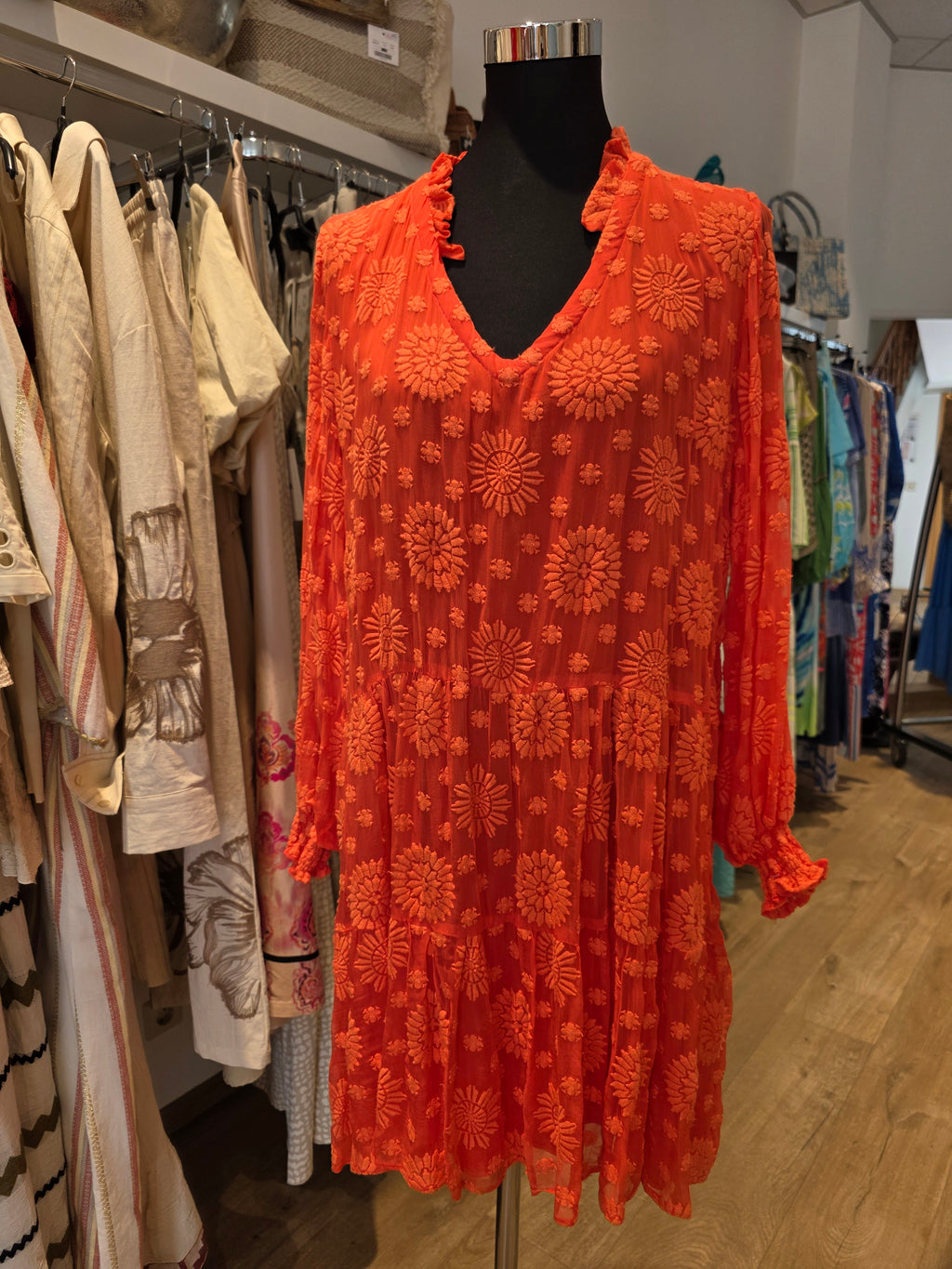 VALERIE KHALFON PARIS KLEID TUNIKAKLEID KORALLE VISKOSE GR.M