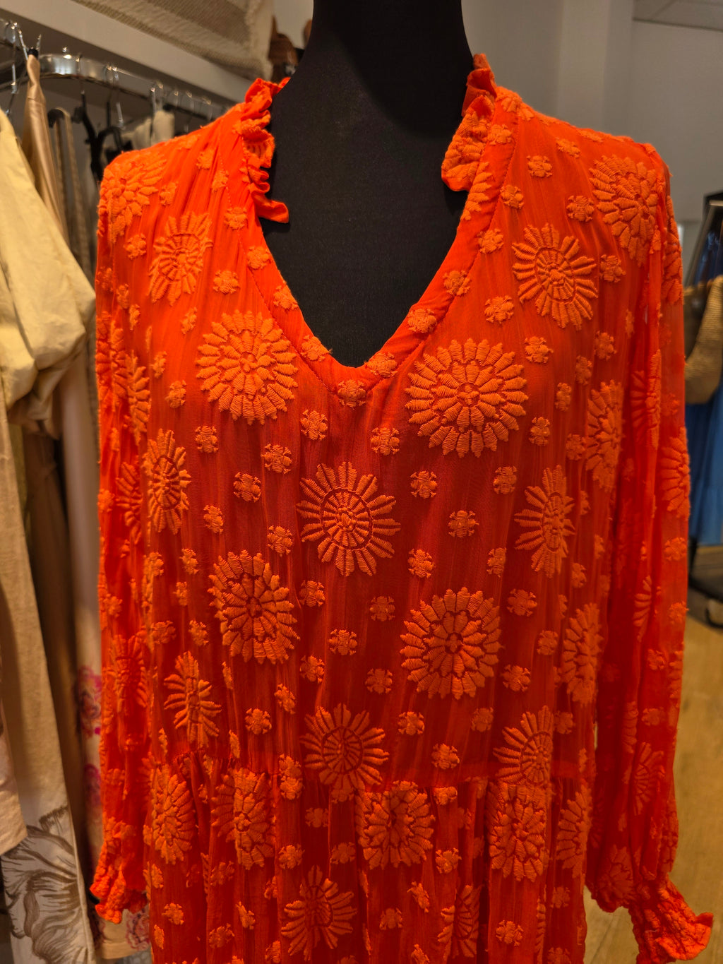 VALERIE KHALFON PARIS KLEID TUNIKAKLEID KORALLE VISKOSE GR.M
