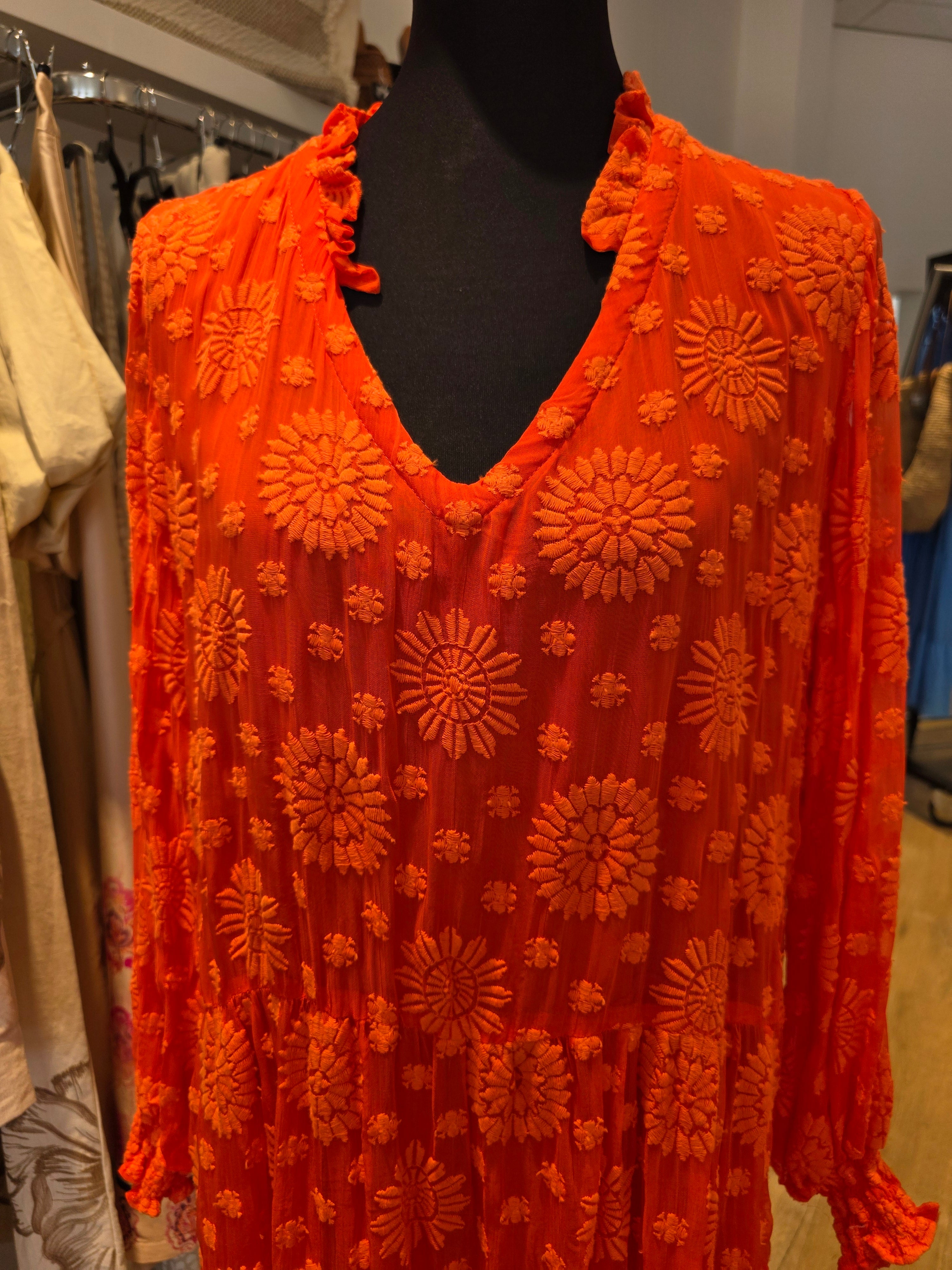 VALERIE KHALFON PARIS KLEID TUNIKAKLEID KORALLE VISKOSE GR.M