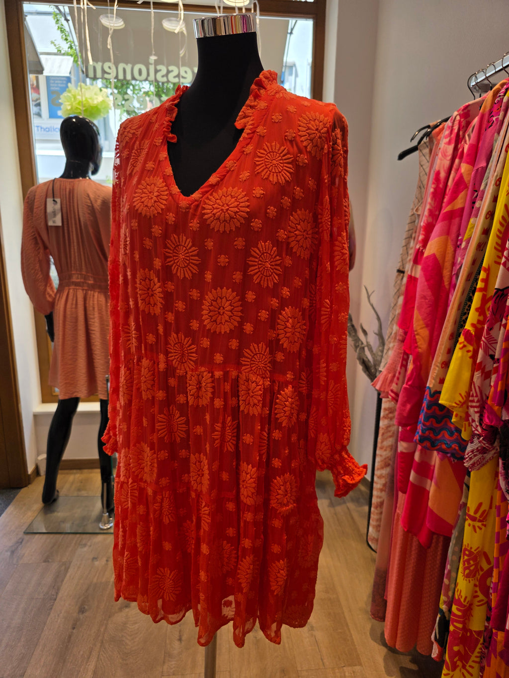 VALERIE KHALFON PARIS KLEID TUNIKAKLEID KORALLE VISKOSE GR.M