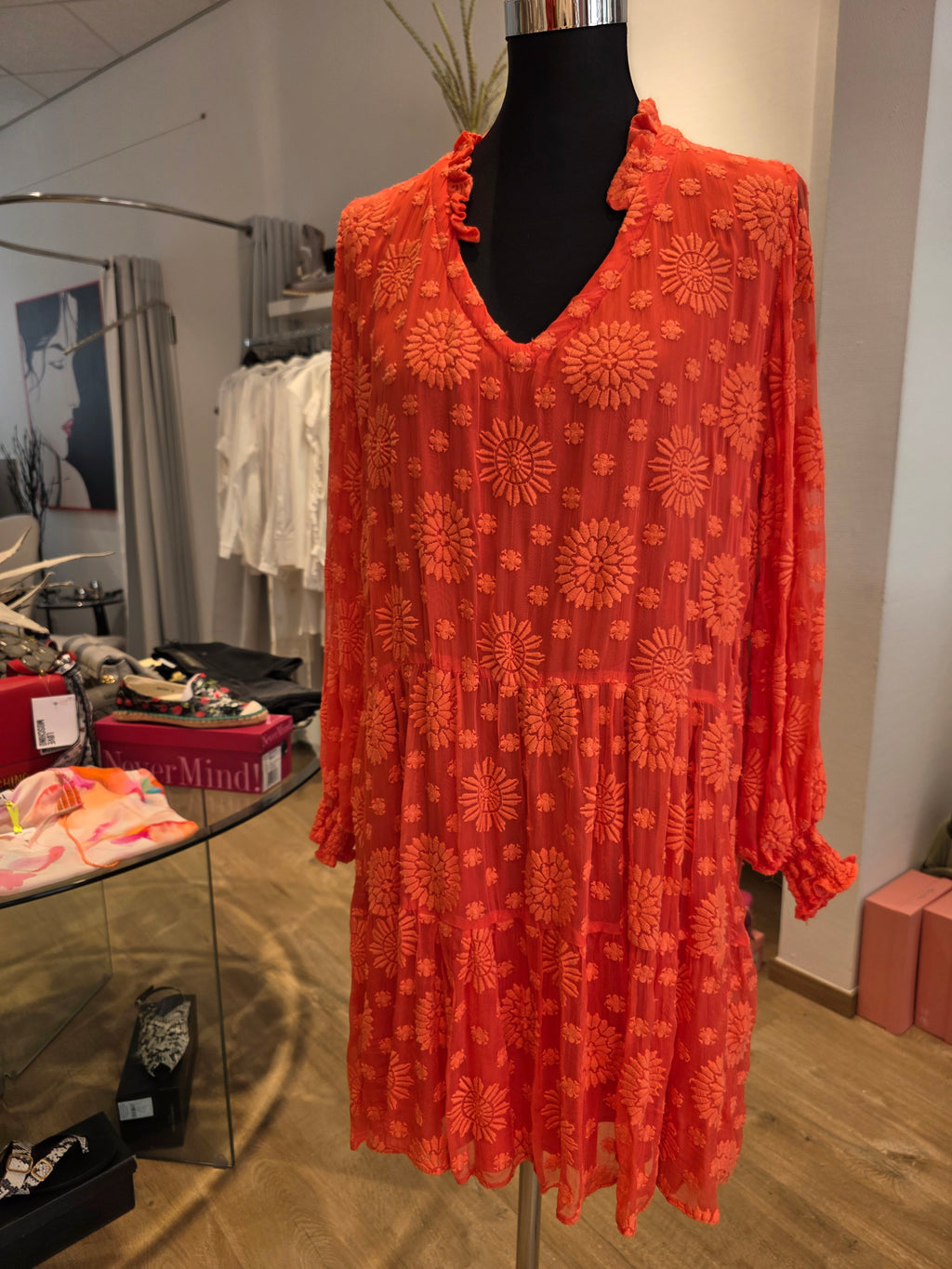 VALERIE KHALFON PARIS KLEID TUNIKAKLEID KORALLE VISKOSE GR.M