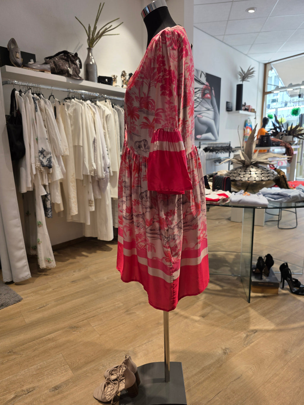 KLEID TUNIKAKLEID ROSE/PINK MINI VISKOSE SATIN GR.M