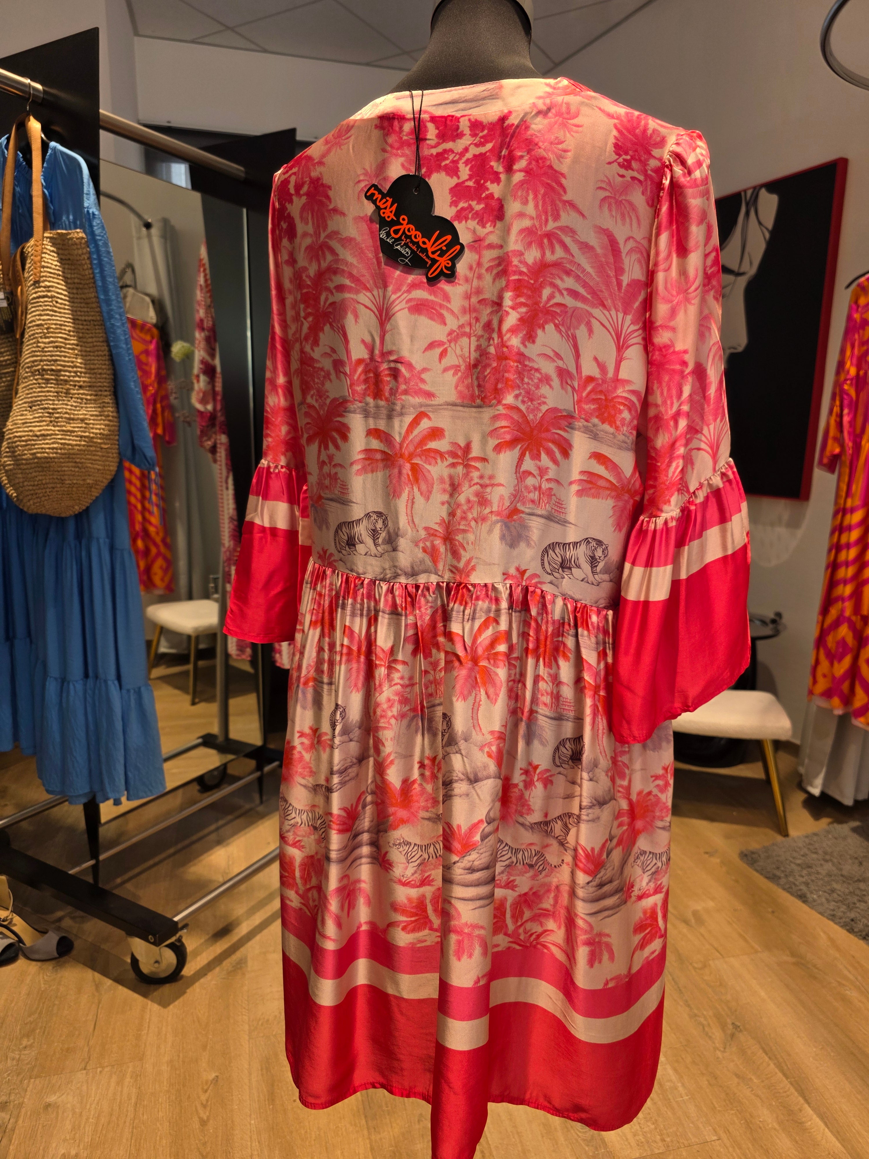 KLEID TUNIKAKLEID ROSE/PINK MINI VISKOSE SATIN GR.M