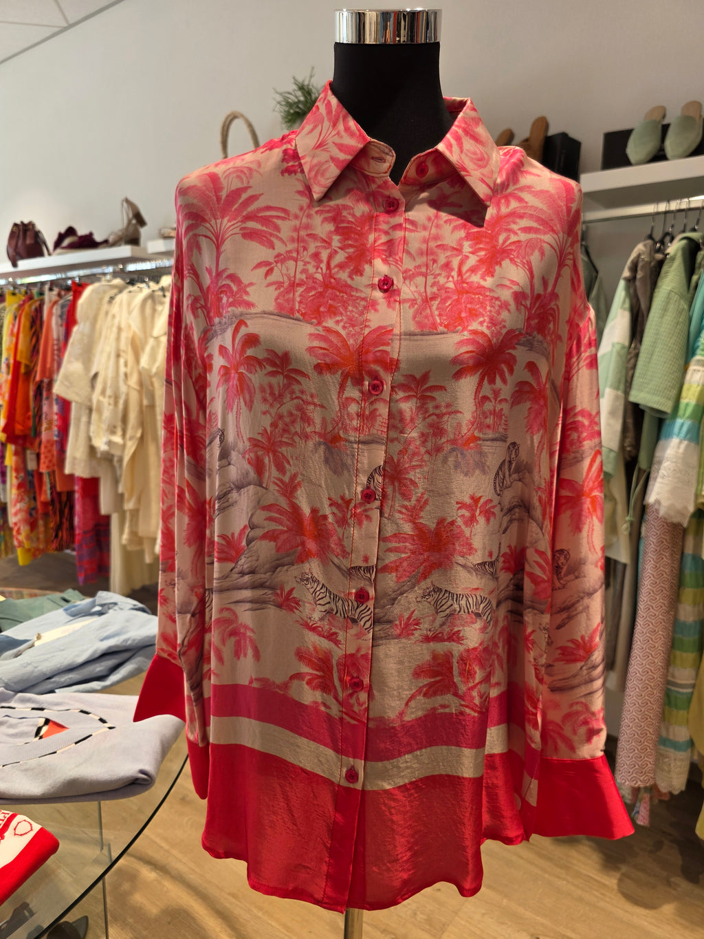STYLISCHE OVERSIZE BLUSE TUNIKA ROSE GR.M