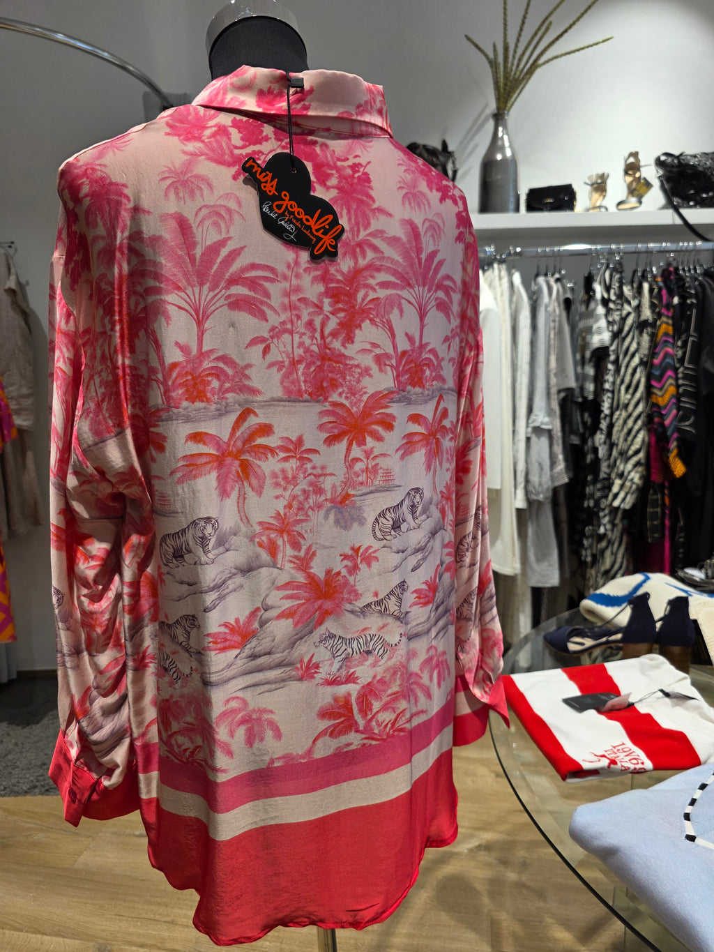 STYLISCHE OVERSIZE BLUSE TUNIKA ROSE GR.M