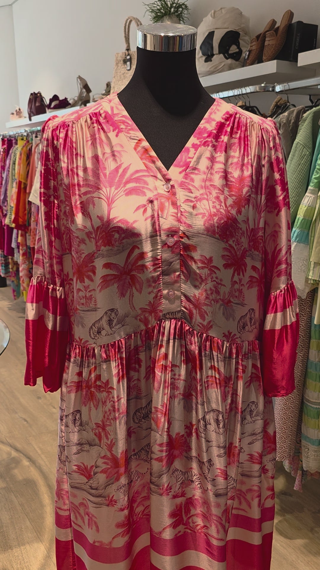 KLEID TUNIKAKLEID ROSE/PINK MINI VISKOSE SATIN GR.M